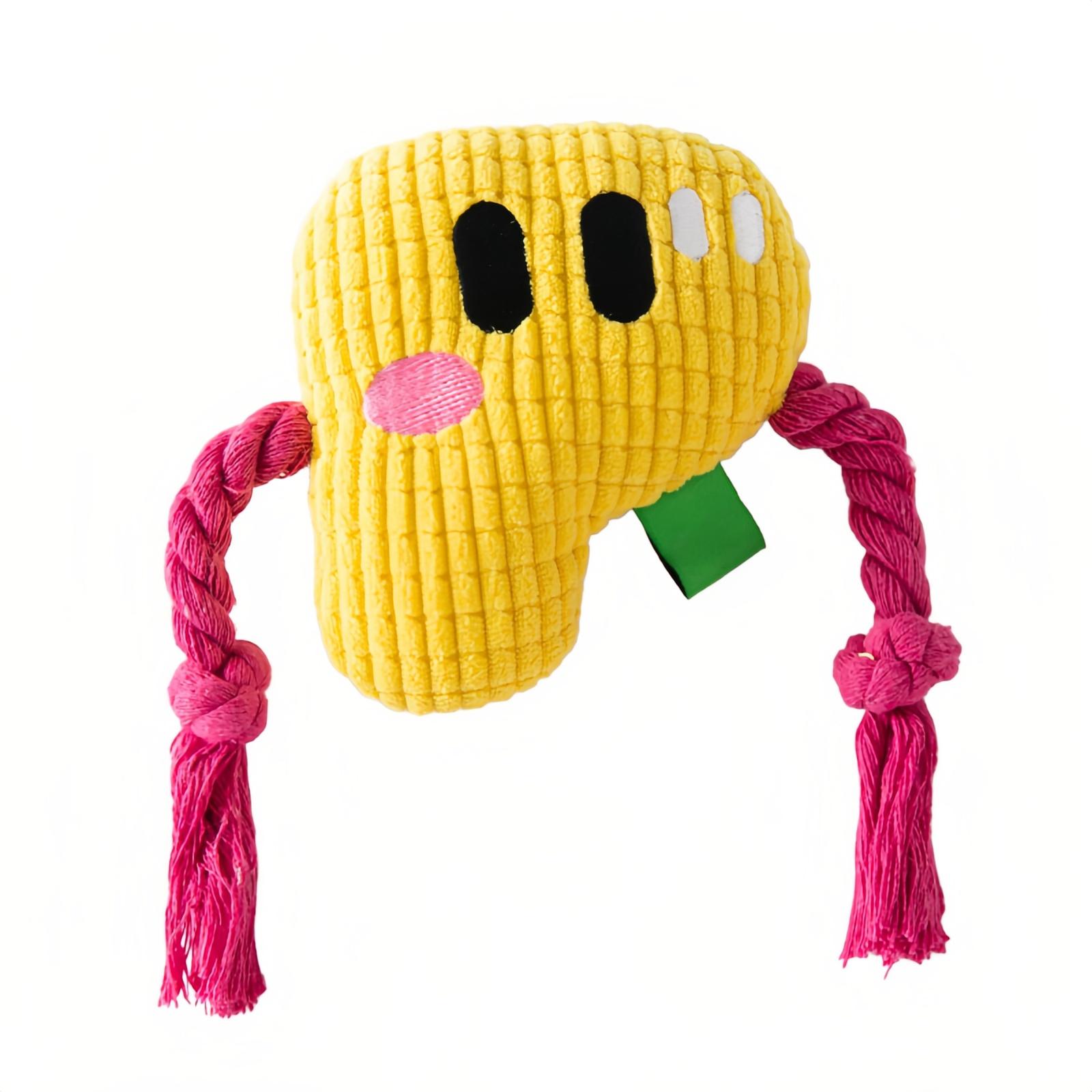 

Plush Letter P Dog Toy With Rope, Squeaky Chew And Tug Toy For Interactive Play And Health (Yellow) One Size