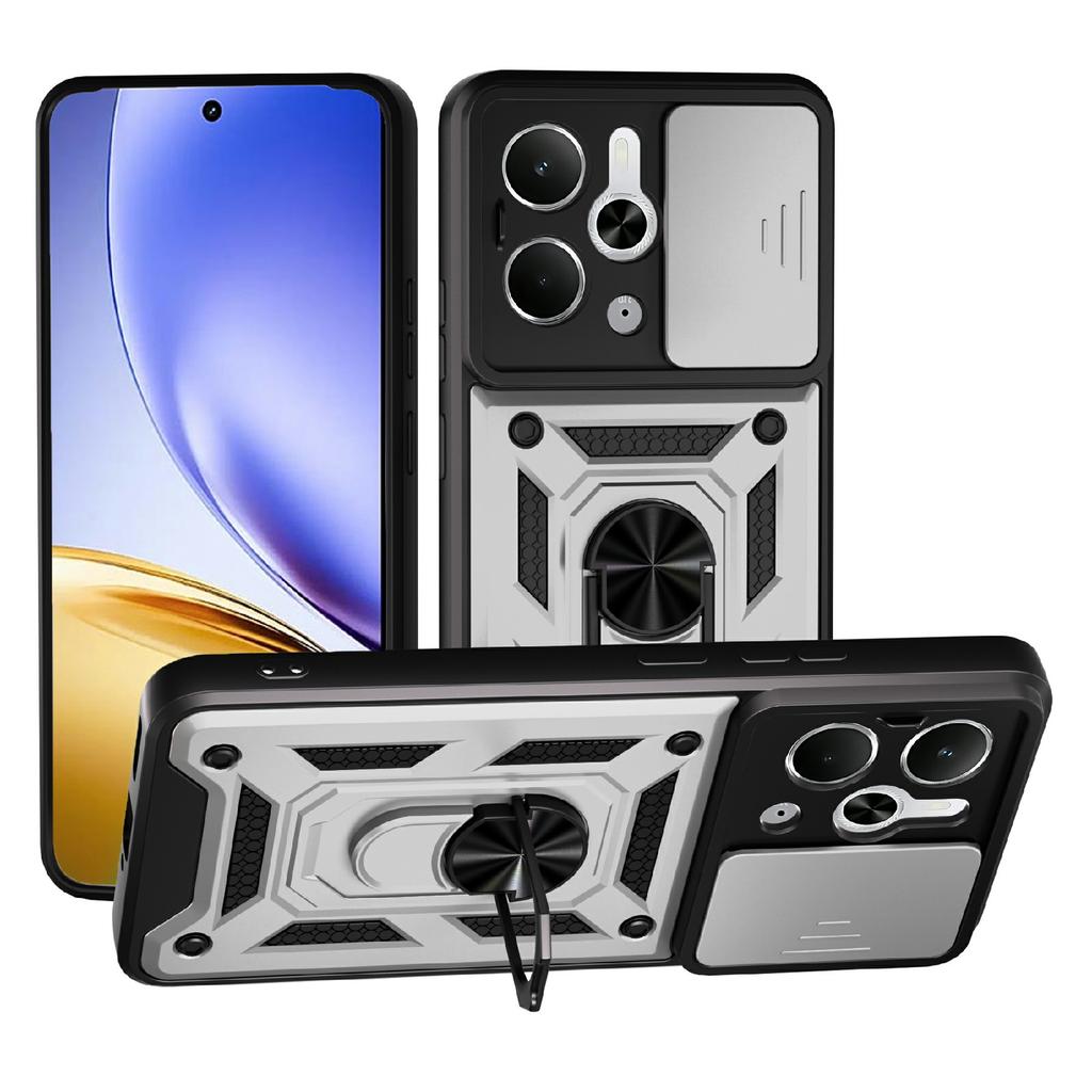 For Realme P3 5G/14 5G Case with Slide Camera Lid PC + TPU Kickstand Phone Cover