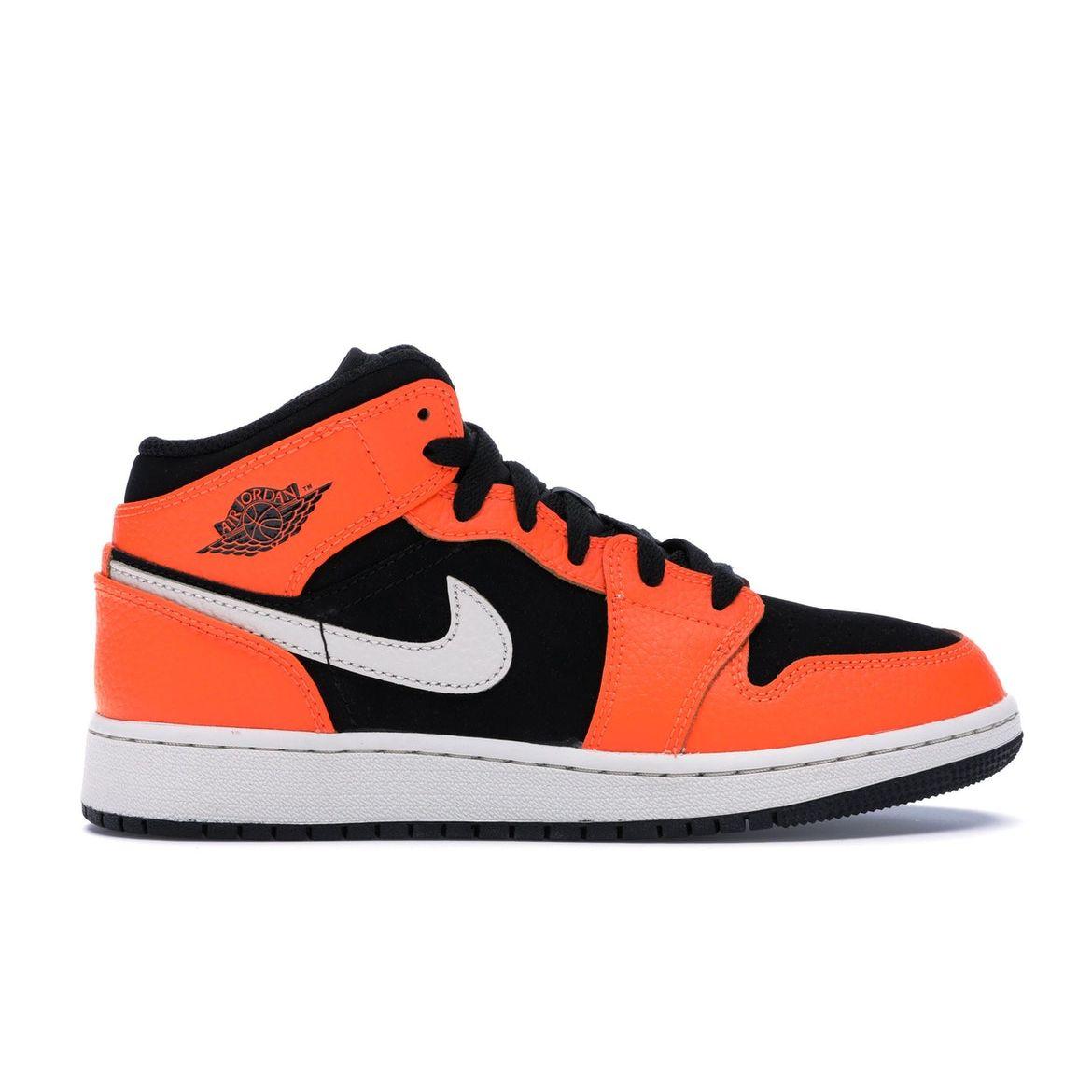 

Детские кроссовки Air Jordan 1 Retro Mid GS Orange Black Cone-Light-Bone 554725-062