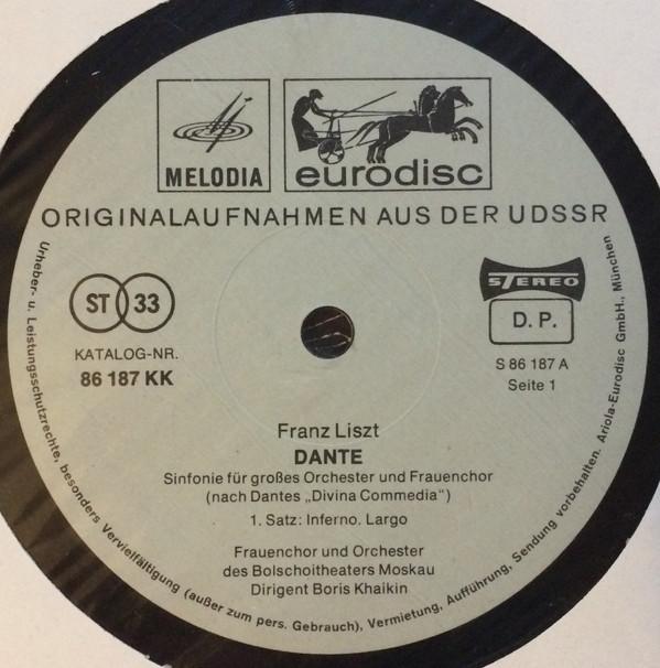 

Виниловая пластинка ФРАНЦ ЛИСТ ХОР БОЛЬШОГО ТЕАТРА Симфония «Данте» с «Magnificat» 86187KK MelodiaEurodis Германия Классика Б/У