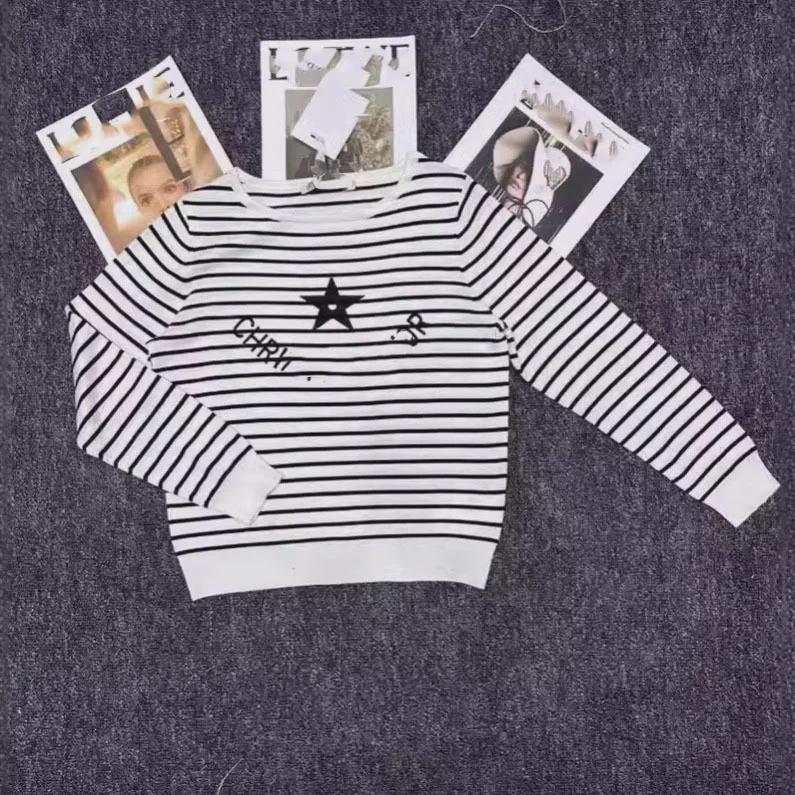 Nanyou Damski Pulower w Paski z Wyższej Półki: Sweter jesienny z długim rękawem, z nadrukiem pięciogwiazdkowym, wygodny, oddychający.