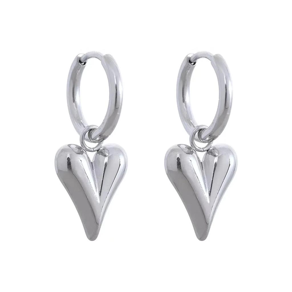 Charm Fashion Heart Stud Earrings for Women Luxury Gold Color Stainless Steel Korea Earring Jewelry Accessory Gift Colorfast