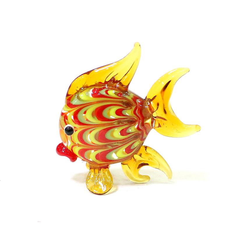 Colorful Tropical Fish Mini Figurines Cute Tiny Sea Animal Glass Craft Ornaments Collection Home Aquarium Decoration Accessories