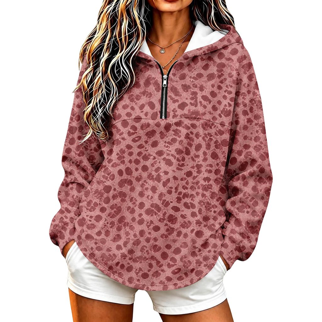 Women's Lightweight Hoodie Leopard Print Sweatshirt Pullover No Pockets