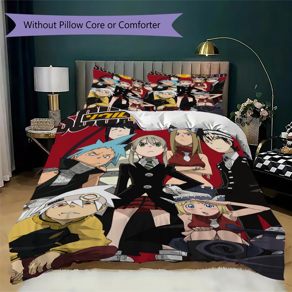 Soul Eater Pattern Bedding uilt Set uilt Cover Pillowcase Home Decoration Birthday Gift (1 * duvet cover + 2 * pillowcase without core)173