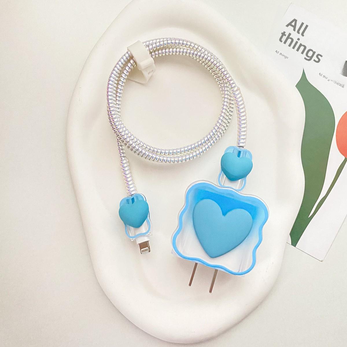 

Захисний чохол для заряджання iPhone 16 із швидкою зарядкою 20 Вт, сумісний з Apple 15 Pro Max, включає організацію кабелю для iPad 2024 headgear+wire sleeve+laser white rope синій