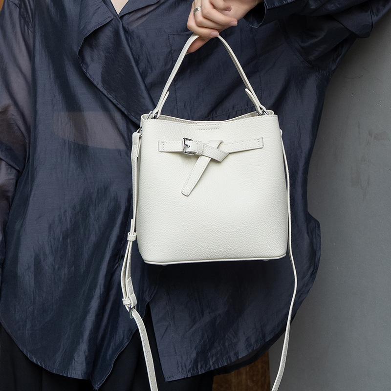 Genuine Leather Bucket Bag Versatile Shoulder Bag High-end Casual Crossbody Bag