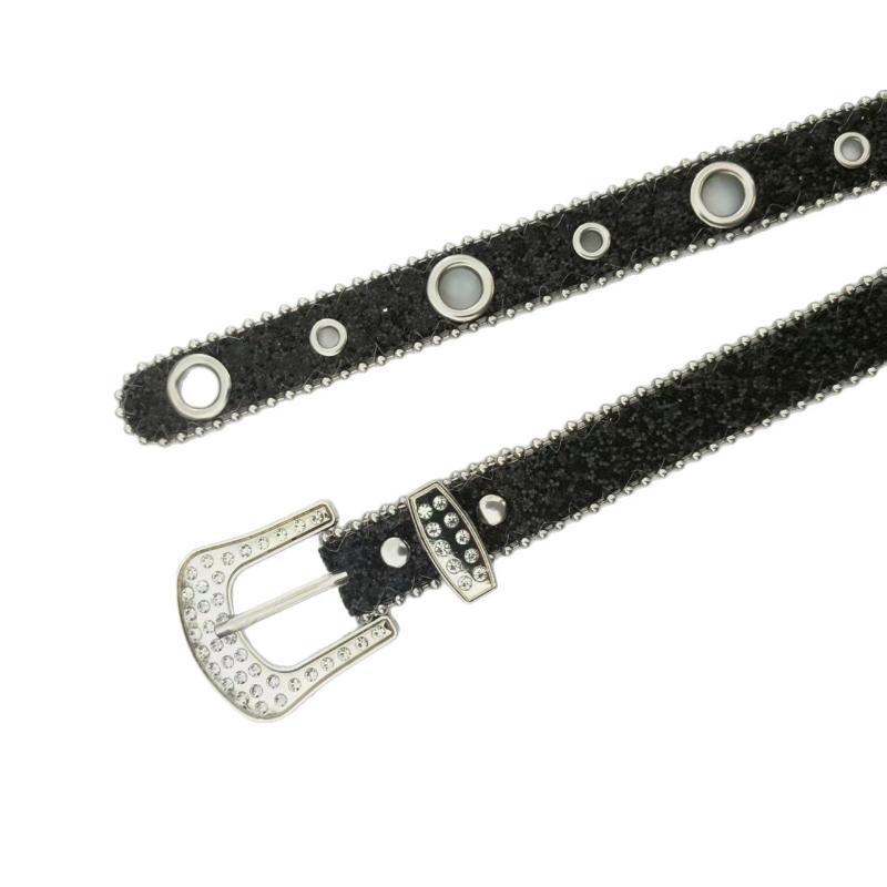 Women's Sparkly Punk Waist Belt Rhinestone Studded Glitter Crystal Buckle 1Pcs for Club Rave Events
