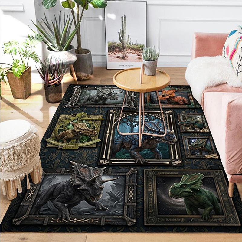 Dinosaur Collection Pattern Rug Floor Mat for Living Room or Bedroom Soft and Comfortable Carpet a Gift for Birthday and Holiday.