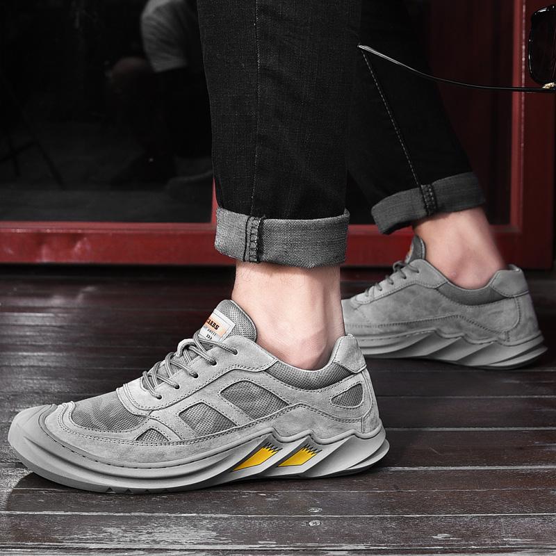 Luxury Genuine Leather Men's Hiking Casual Sneakers Sports Shoes Flat Shoes Handmade Breathable Non-slip Wear-resistant Holiday