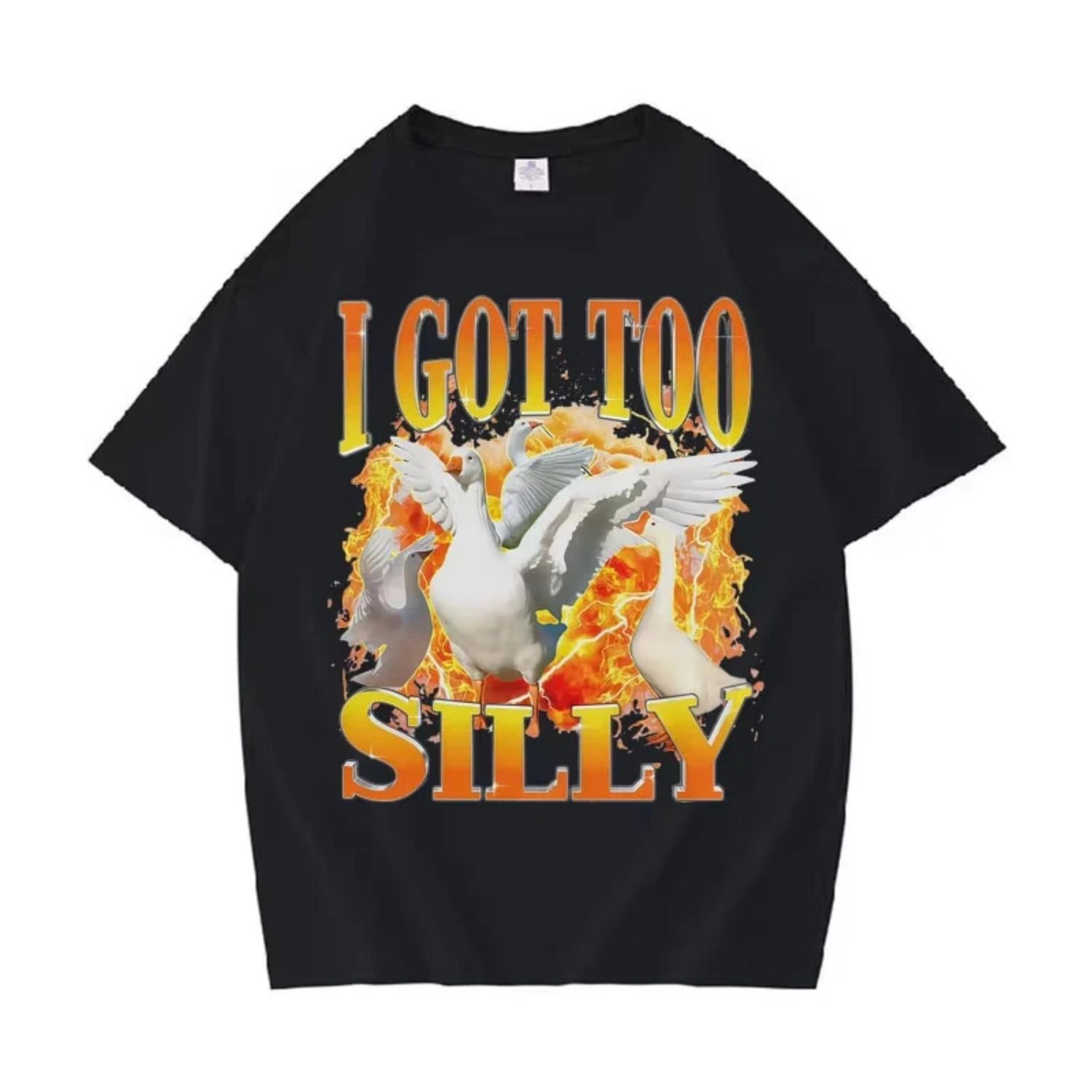 

I Go Too Silly Funny Goose Emoji Hip Hop T-Shirt Graphic Harajuku Cozy Short Sleeve Casual Tee Shirt Teenagers Comfort Clothing S разноцветный