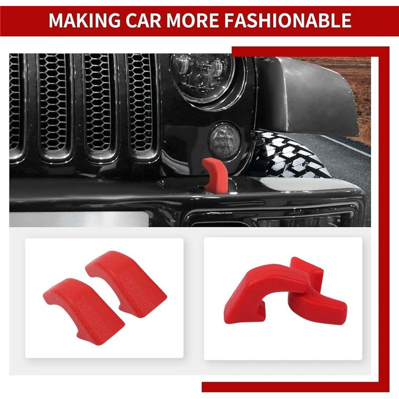 2Pcs Tow Hook Cover Protector Sleeve for Jeep Wrangler JK JL JT 07-23 Front Bumper Buffer Block