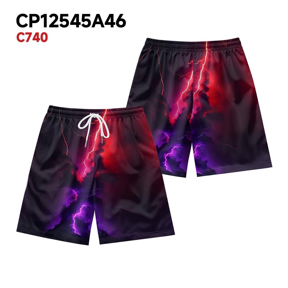 

European And American Dark Natural Lightning Element Men S Casual Shorts Beach Pants XXS
