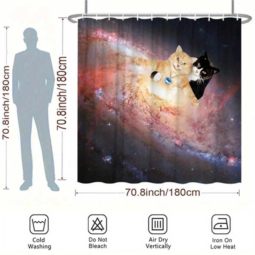 Galaktischer Katzen-Duschvorhang - Wasserabweisend, Leicht zu reinigen, Verleiht Ihrer Badezimmerdekoration eine kosmische und verspielte Note