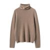 Suéter de punto casual holgado de cuello alto 100% cachemira pura para mujer