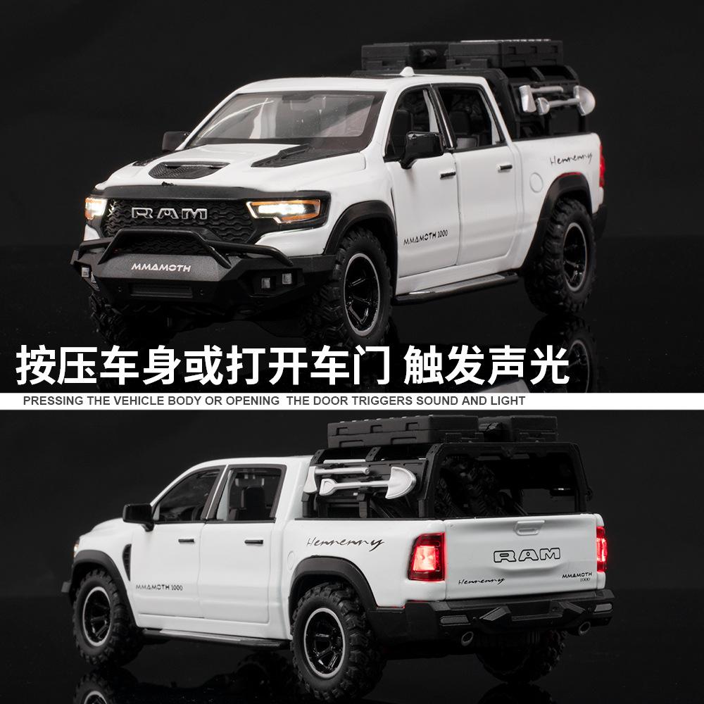 2025 New 1:32 Dodge RAM 1000 TRX Mammoth Picku Alloy Car Model Sound And Light Pull Back Children's Toy Collectibles Birthday Gift