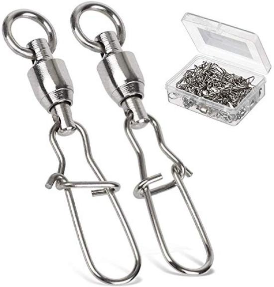 AMYSPORTS Stainless Steel for Sea Lure Ball Bearing 100kg Capacity High-Strength Swivels, Corrosion-Resistant, Fishing, Snaps, Swivels, 25-Piece Set,
