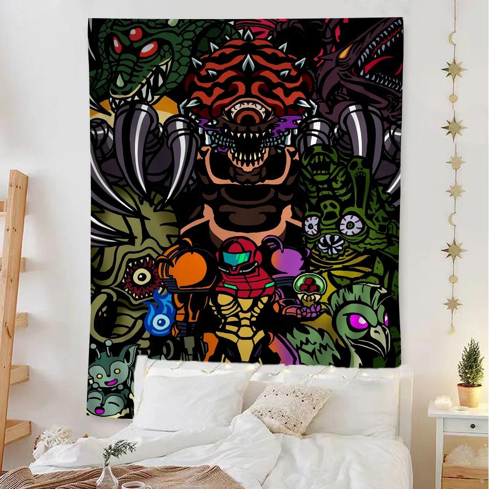 Metroid Themed Anime Tapestry Hanging Tarot Hippie Wall Rugs Dorm Home Decor