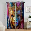 2 Pcs   Versatile Polyester Transparent Curtains for Home Decoration Venice Carnival Mask for Use In Bedrooms and Living Rooms