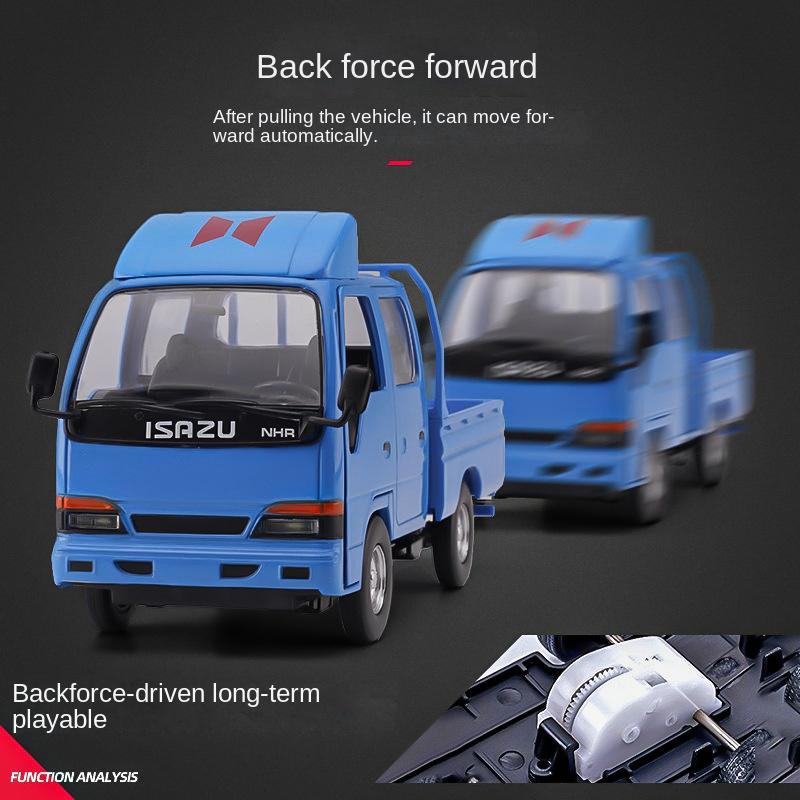 Model de mașină 1/32 pentru camion ușor Isuzu Model de metal turnat sub presiune Simulare de inginerie Vehicul de transport, camion de turnare