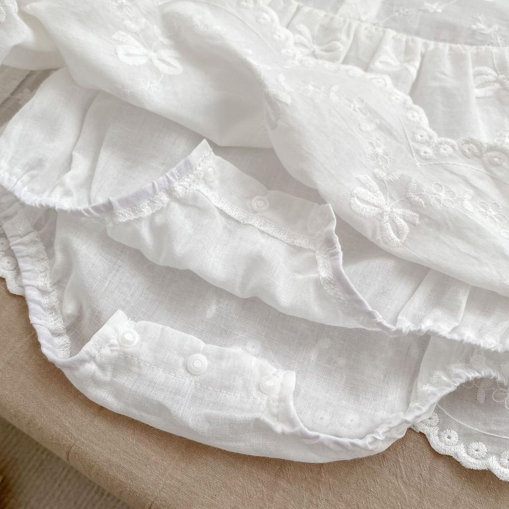 Mono de Bebé Niña Otoño Cuello Sólido Manga Larga Estilo Princesa Body con Pajarita 0-3 Años