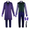 The Joker Cosplay Costume Clown Full Set Coat Shirt Vest Tie Suit Outfits Joker Full Set For Men Halloween Costumes