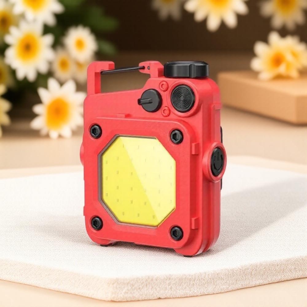Rechargeable COB Pocket Flashlight Hands-Free Keychain Ultra Bright LED Work Light 6 Modes Type C Fast Charging