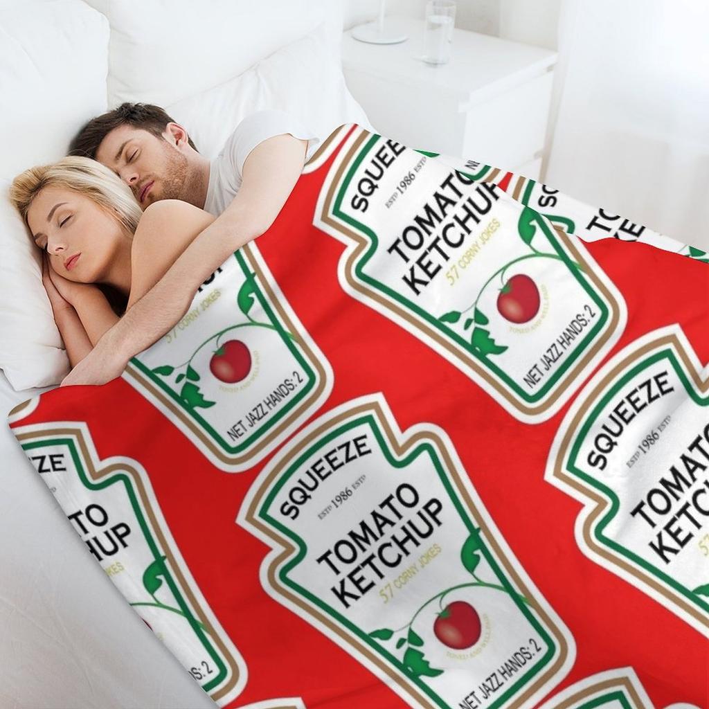 Funny Ketchup Label Throw Blanket Portable Lightweight Blanket for Travel Camping