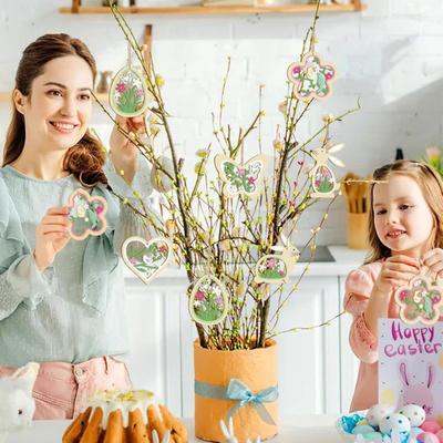 Easter Ornaments For Tree Spring Tree Decor Party Supplies Spring Easter Wooden Ornaments For Indoor Outdoor Home Farmhouse