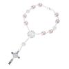 Catholic Finger Chain Small Rosary Finger Baptism Rosaries Faux Pearls Bracelet Suitable for Baptism Favors Christening