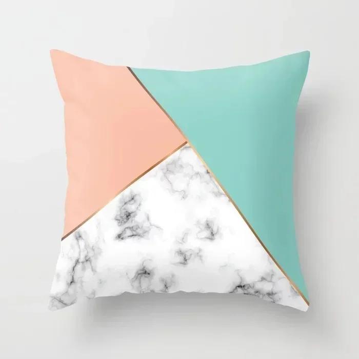 Pink Geometric Abstract Decorative Pillows Case Marble Pattern Flower Designer White and Black Grey Cheap Cushion Cover 45*45 Cm