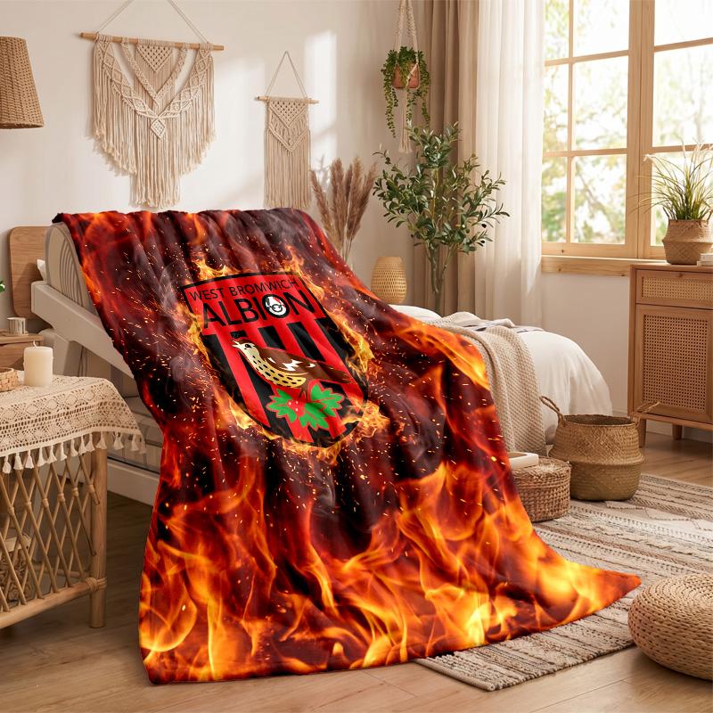 West Bromwich Albion Football Print Flannel Blanket Soft Warm Sofa Bed Throw Blanket For Home Office Bedroom