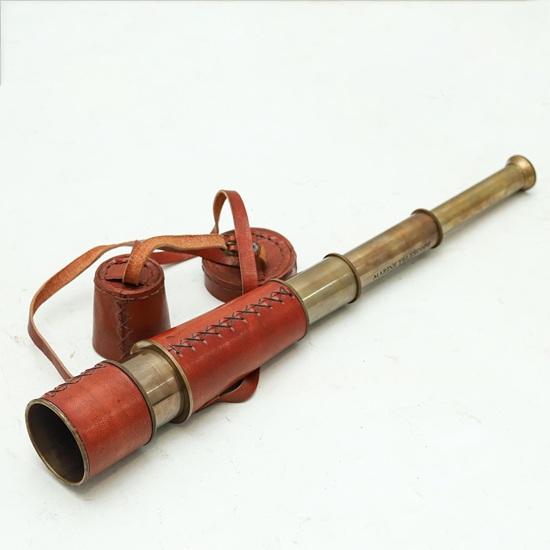 Set of 2 Brass Spyglass Telescope with Leather Cover Strap Nautical Pirate Décor Steampunk Gift Working Monocular Gift 40.64 Cm