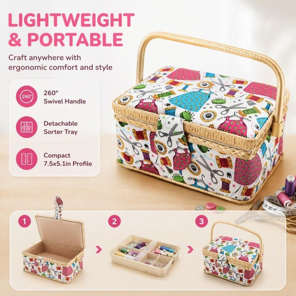 Kit Included Sewing Basket Organizer Storage Box Design Crafting Storage Box For Kids