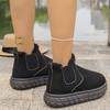 New Autumn and Winter Snow Boots Women's Warm Solid Color Large Size Elastic with Thick Soles and Non-slip Short Cotton Shoes