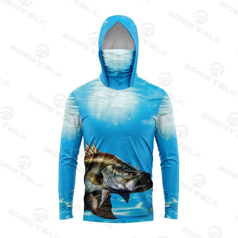 Attrezzatura da pesca galleggiante da uomo tuta da pesca ad asciugatura rapida con maschera antipolvere e protezione UV tuta da pesca leggera