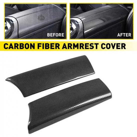 Carbon Fiber Center Armrest Box Cover Button Trim For Benz C GLC Class 2015-