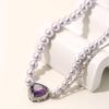 High-End Light Purple Zircon Heart Pendant Necklace