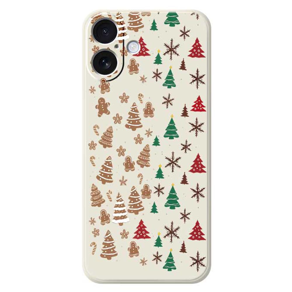 For iPhone 17 Case Christmas Tree Gingerbread Pattern Printing Straight Edge TPU Phone Back Cover