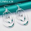 925 Sterling Silver Oval Multi Circle Swirl Earrings for Women Wedding Engagement Party Fashion Jewelry