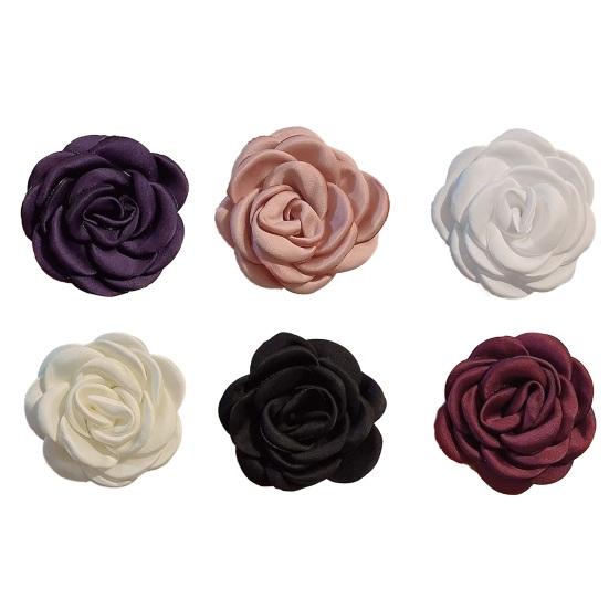 3D Brož s designem látkové květiny, klip na límec, květ kamélie, klopa, všestranné nošení, módní doplněk