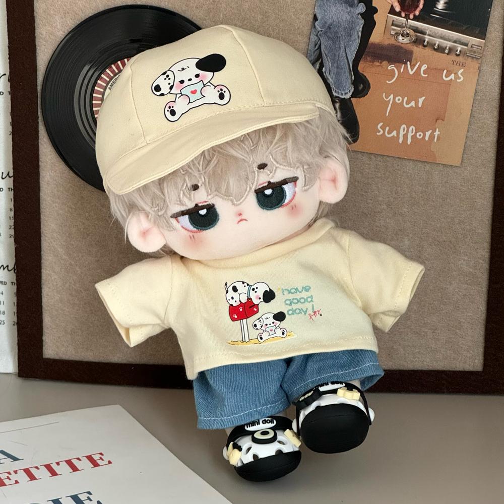 1 set Cartoon Dog 20cm Cotton Doll Clothes Denim Shorts Plush Doll Clothes  20cm Cotton Doll