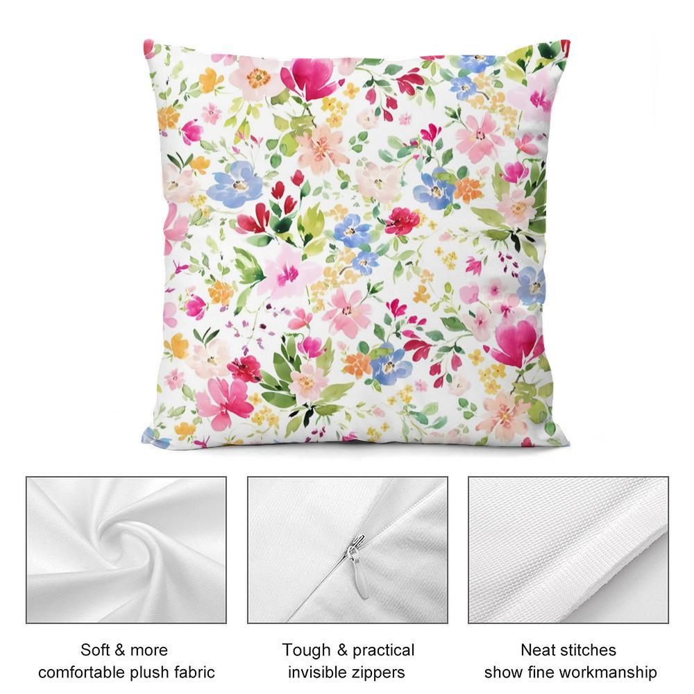 Fresh Floral Print Cushion Cover Soft Plush Fabric DoubleSided Printed Cushion Covers for All Seasons Modern HomeDecor Gift
