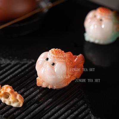 1pc Resin Color Changing Tea Pet Bubble Fish Kung Fu Tea Set Ornament Desktop Decoration Chinese Tea Ceremony Accessories