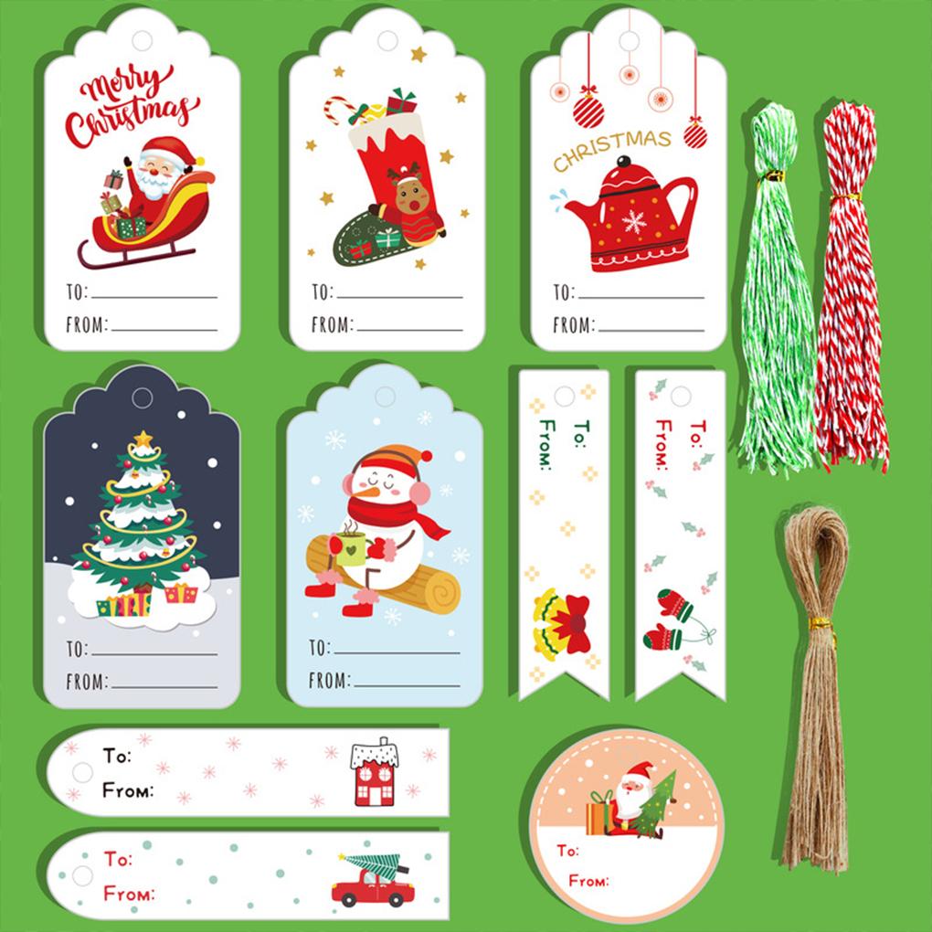 150 Pieces Christmas Packing Bags Hanging Tags with Ropes Kraft Paper Labels DIY Decoration Winter Festival Wrapping Accessories