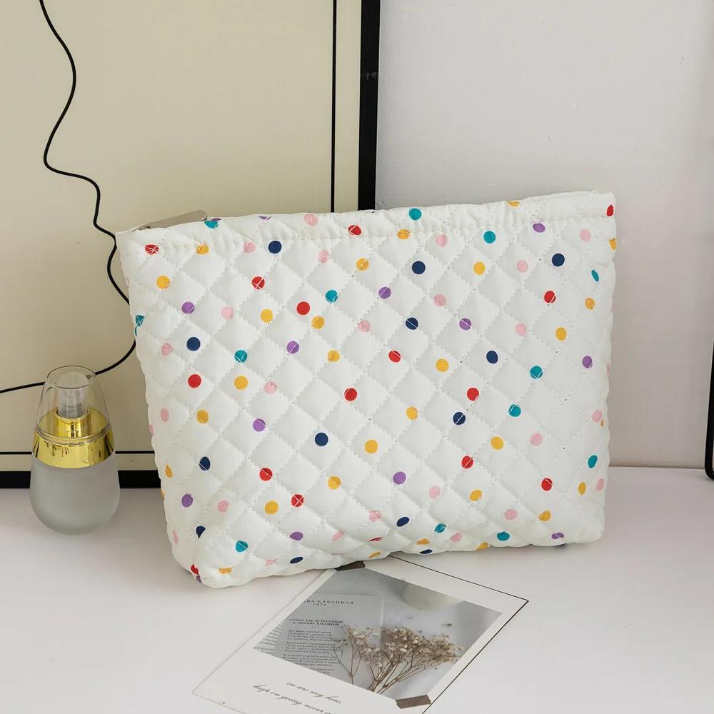 Girl Korean Style Large Capacity Cosmetic Bag Checkered Floral Cartoon Makeup Bags Women Clutch Bag Travel Cosmetic Organizer