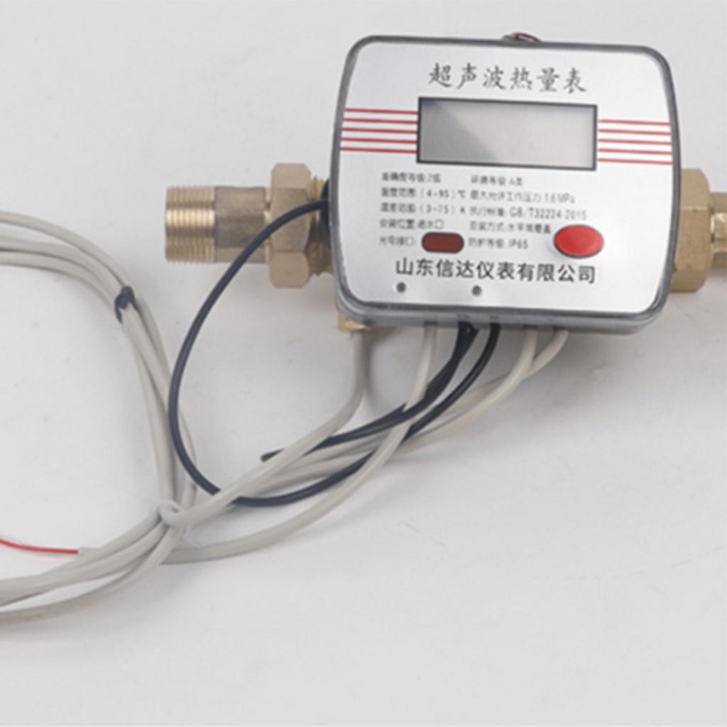 Upgrades Ultrasonic Heat Meter Brass Flow Meter with LCD Display Heat Measurement Device for Home Heating Systems