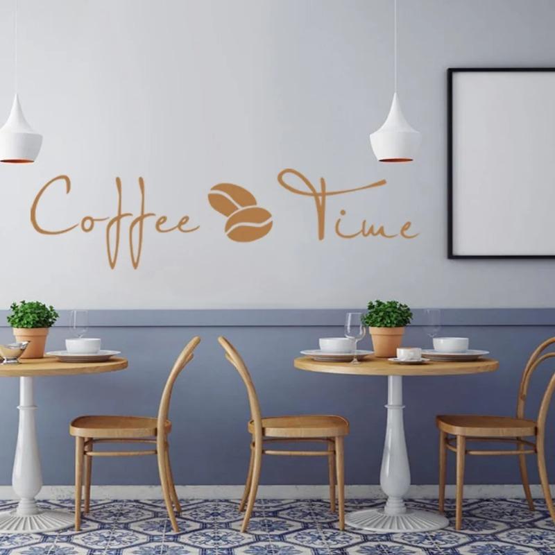 Small Coffee Time Wall Stickers In English Cafe Kitchen Decoration Carved Wall Stickers
