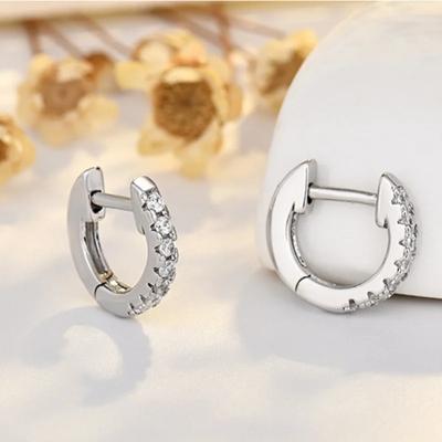 New 12/14/16MM Round Hoop Earrings for Women Bling Cubic Zirconia Luxury  Sterling Silver Wedding Accessories Party