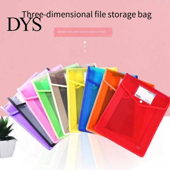 Office File Organizer Transparent Folder, with Snap Closure, Waterproof A4 A5 Document Bag, Closure Case Large Capacity Colorful PP Envelope